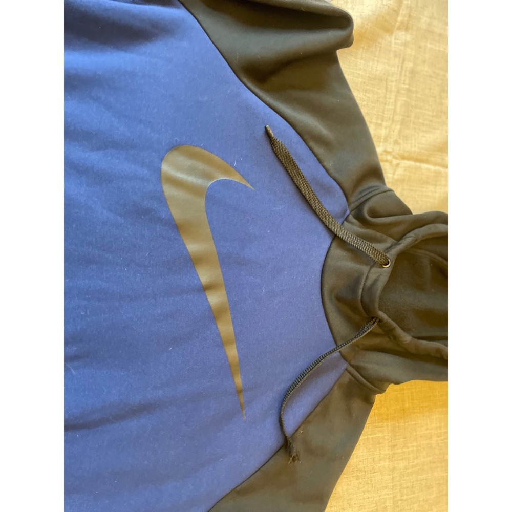 Nike Dri-FIT Pullover Hoodie Mens XL Blue Black Swoosh Athletic Sweatshirt - Picture 6 of 10